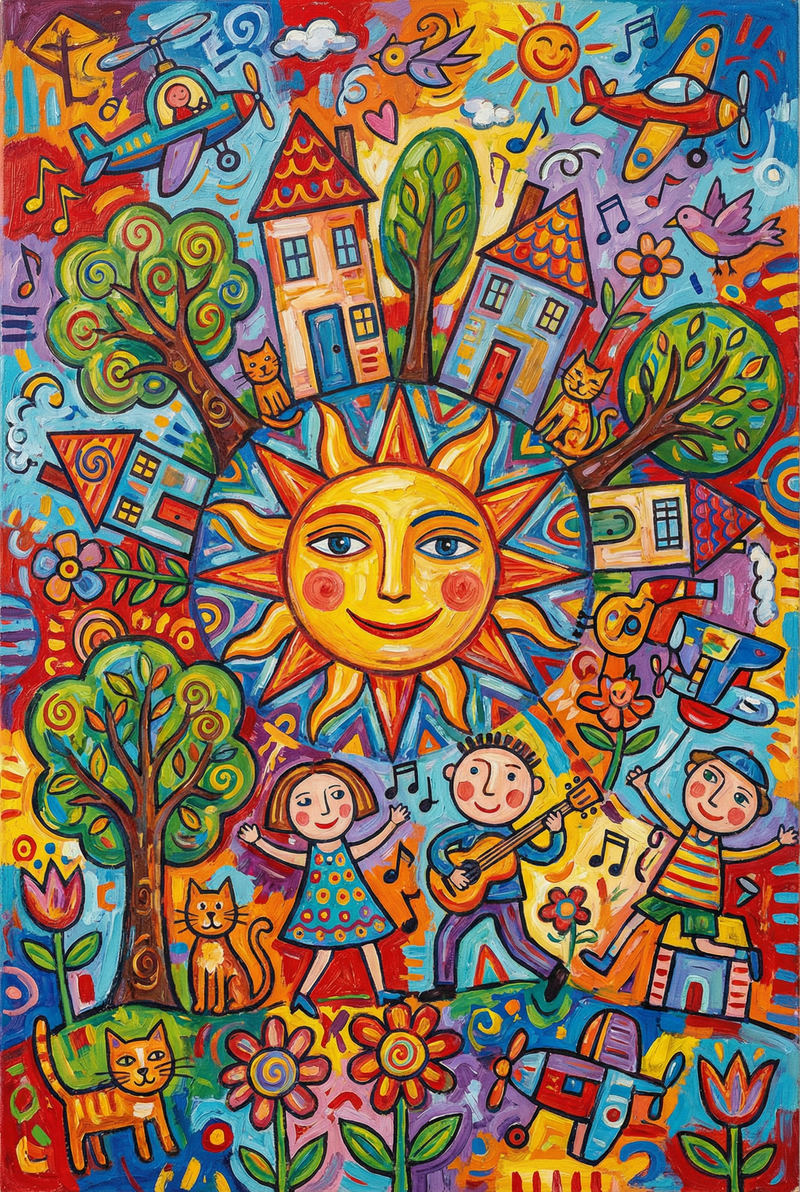 Golden Colorful — AI wall art print | Artisto Studios