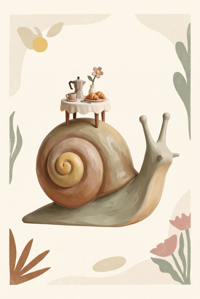 BreakfastSnail — AI wall art print | Artisto Studios