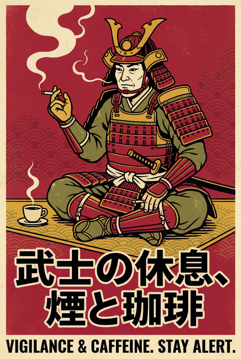 SmokingSamurai — AI wall art print | Artisto Studios