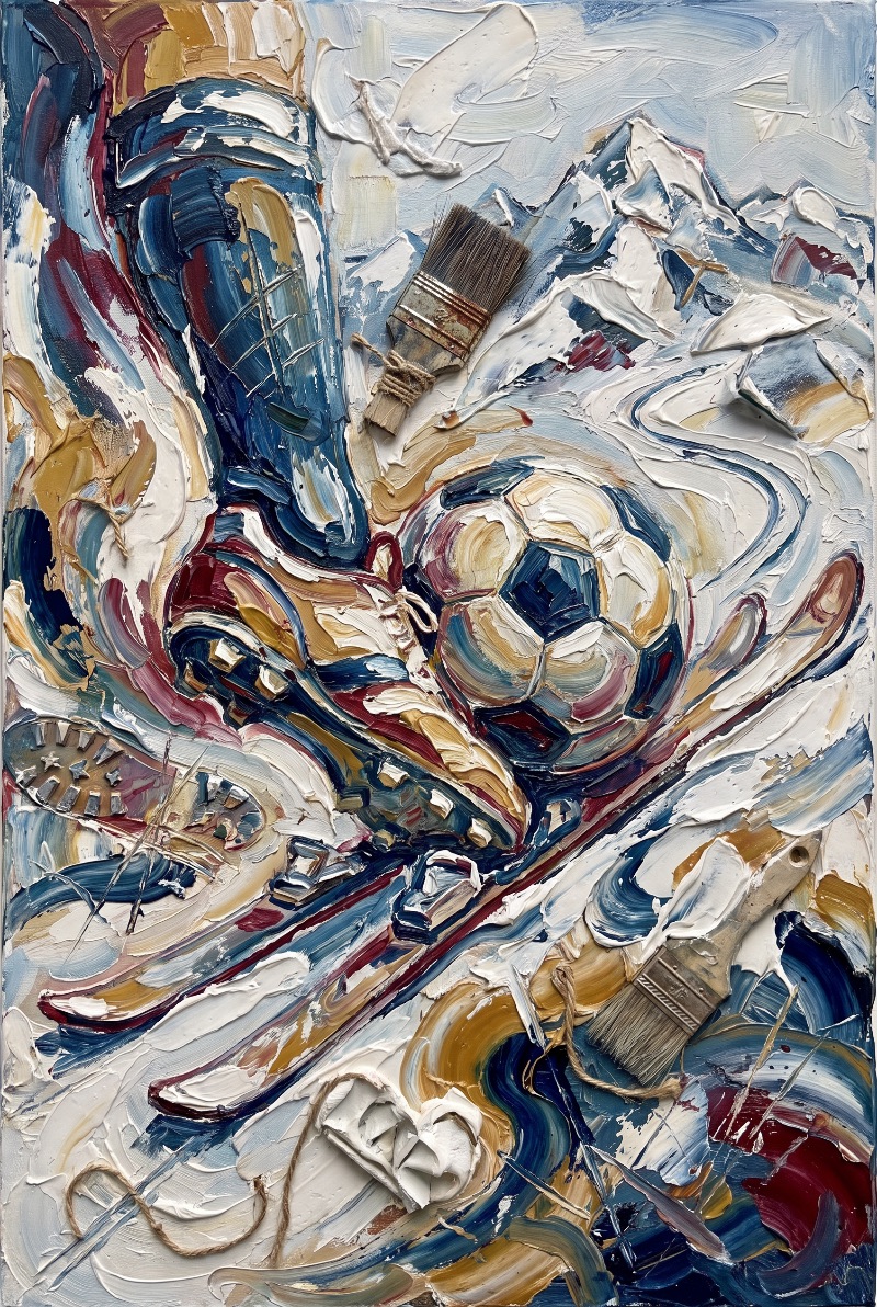 Impasto Slope Descent — AI wall art print | Artisto Studios