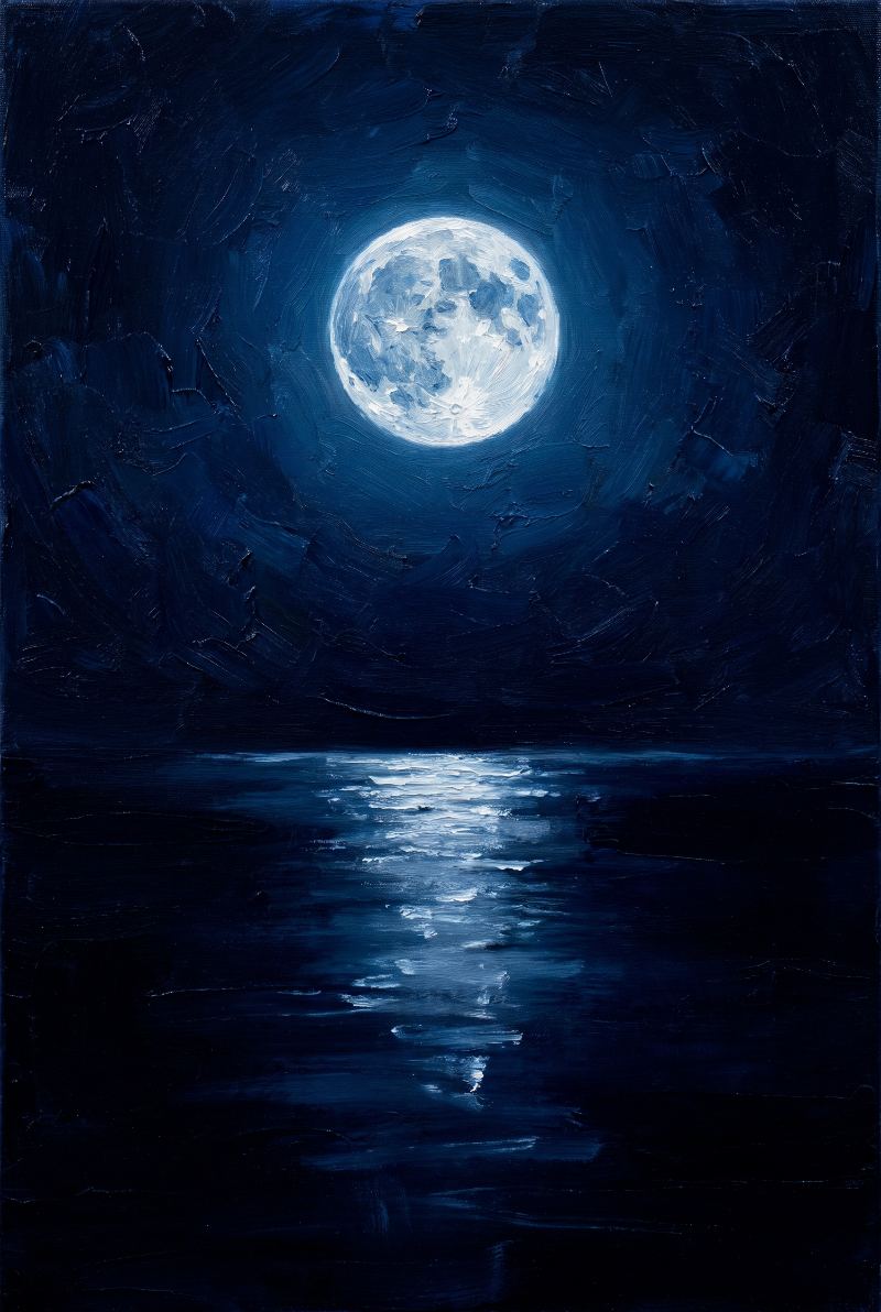 Moon Over Still Water — AI wall art print | Artisto Studios