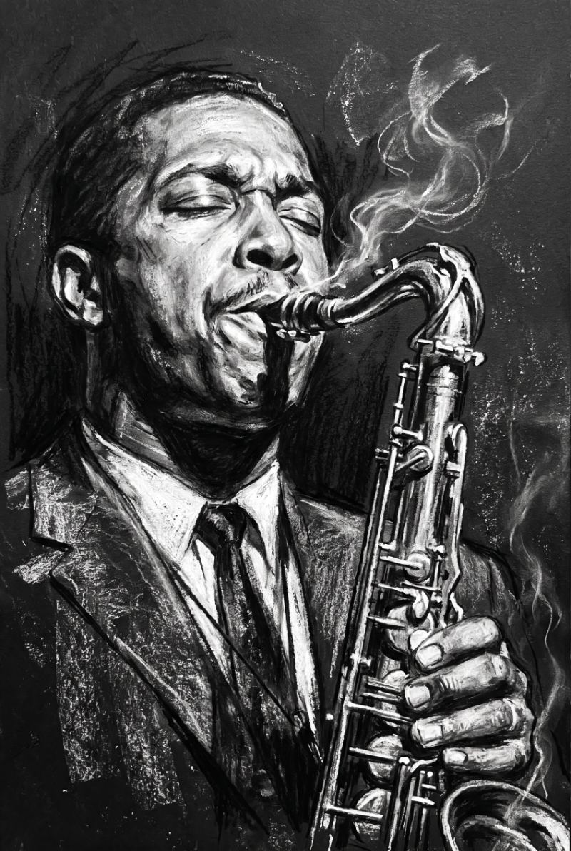 Saxophonist's Ascent — AI wall art print | Artisto Studios