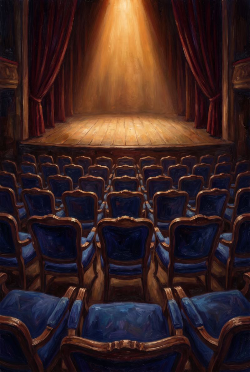 Theatre Waiting For Applause — AI wall art print | Artisto Studios