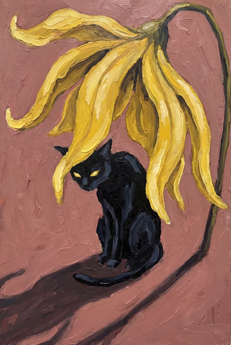 Cat Under Petals — AI wall art print | Artisto Studios