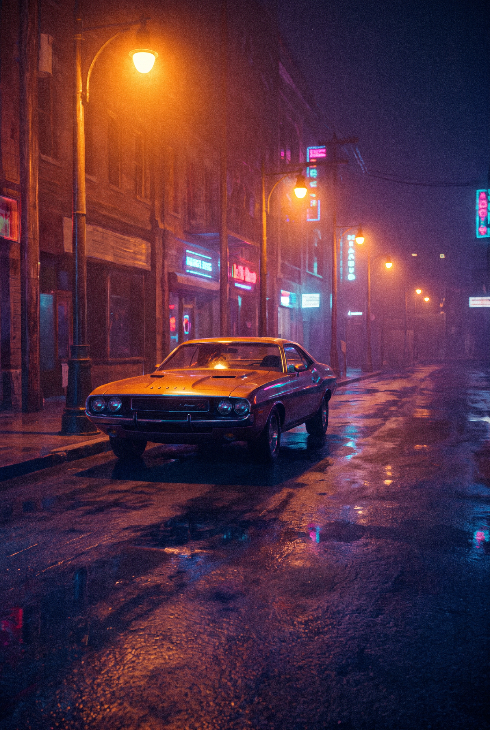 Muscle Car Neon Street