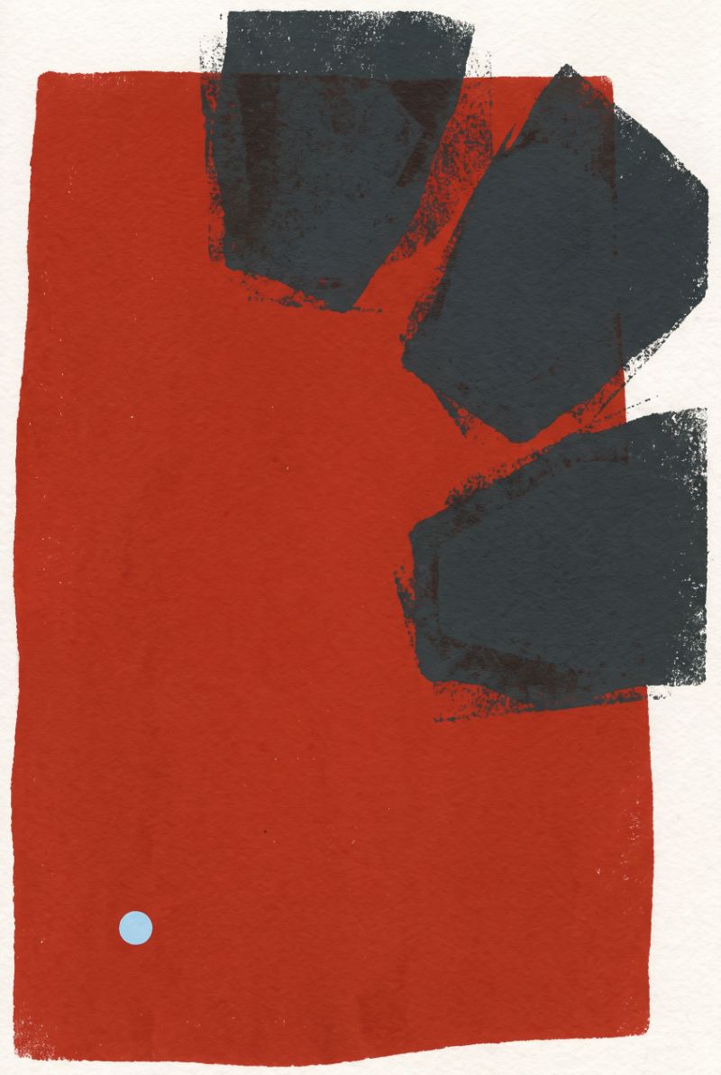 Charcoal Red Composition — AI wall art print | Artisto Studios