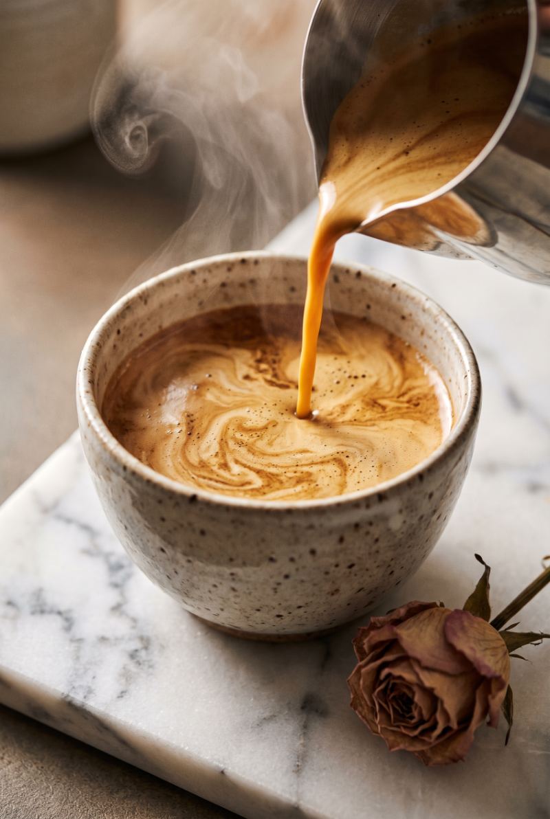 Crema Swirl Pour — AI wall art print | Artisto Studios