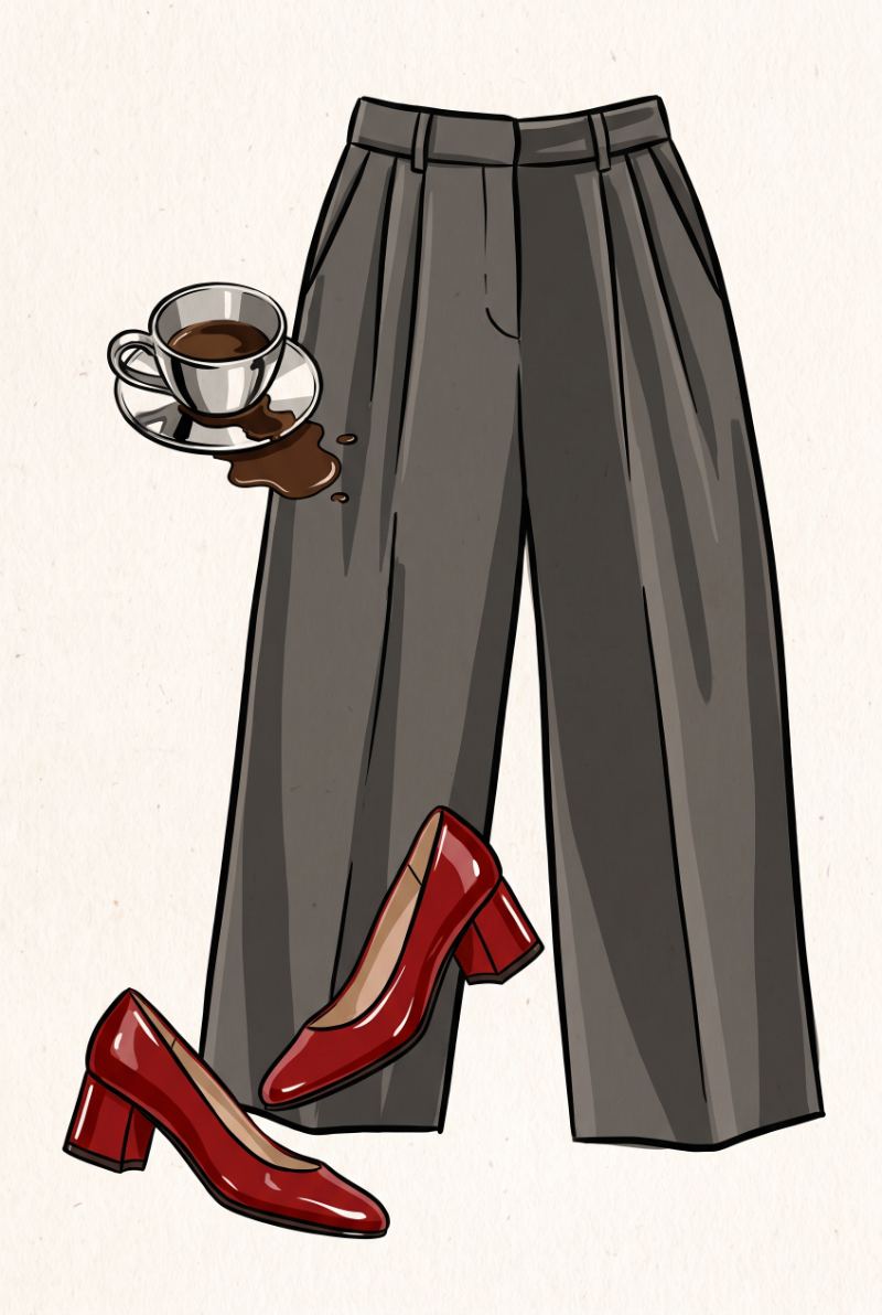 Spilled Espresso Heels — AI wall art print | Artisto Studios