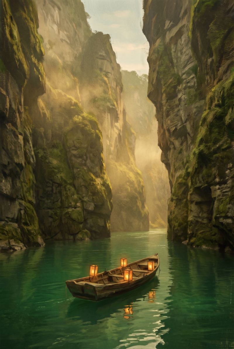 Lantern Gorge Waters — AI wall art print | Artisto Studios