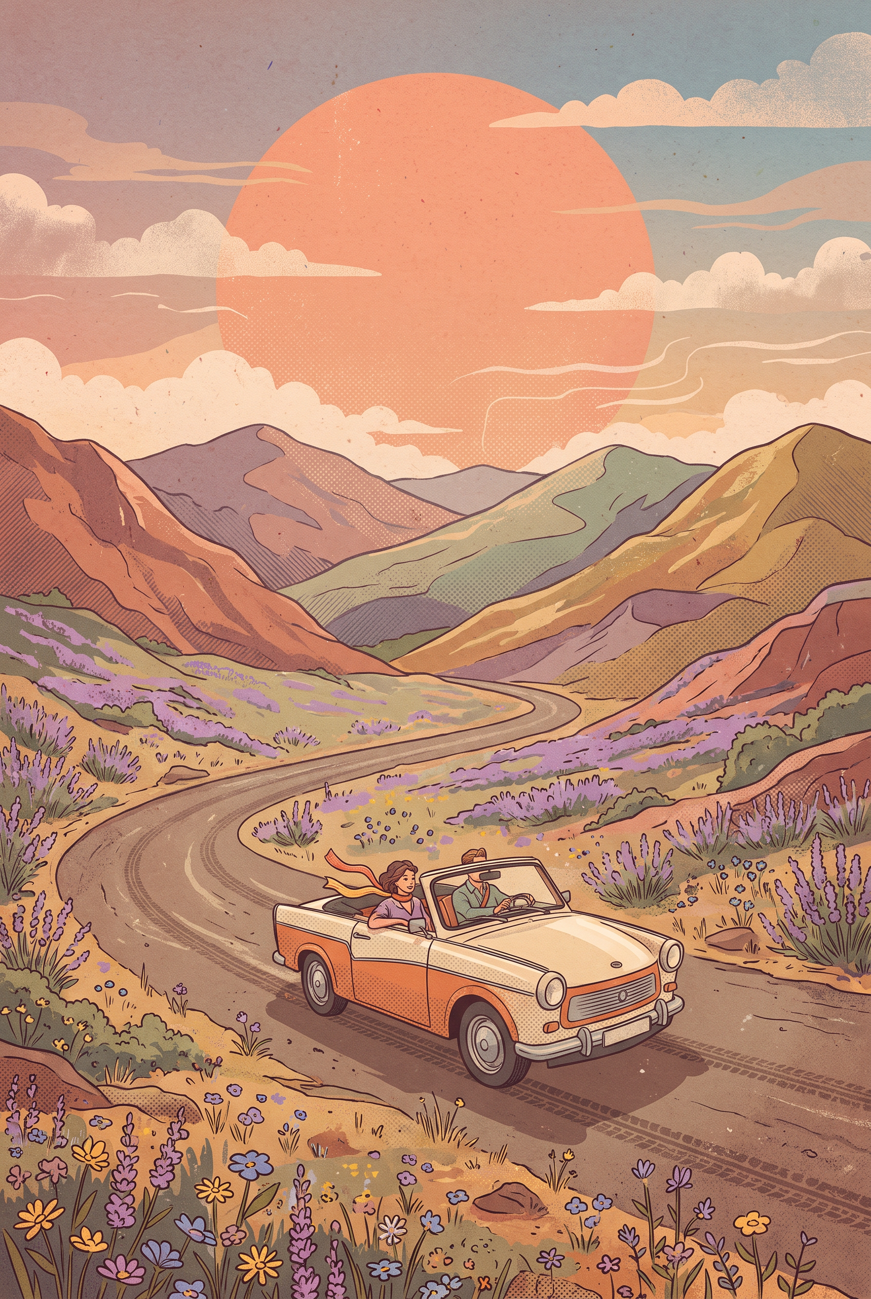 Convertible Through Lavender Valley