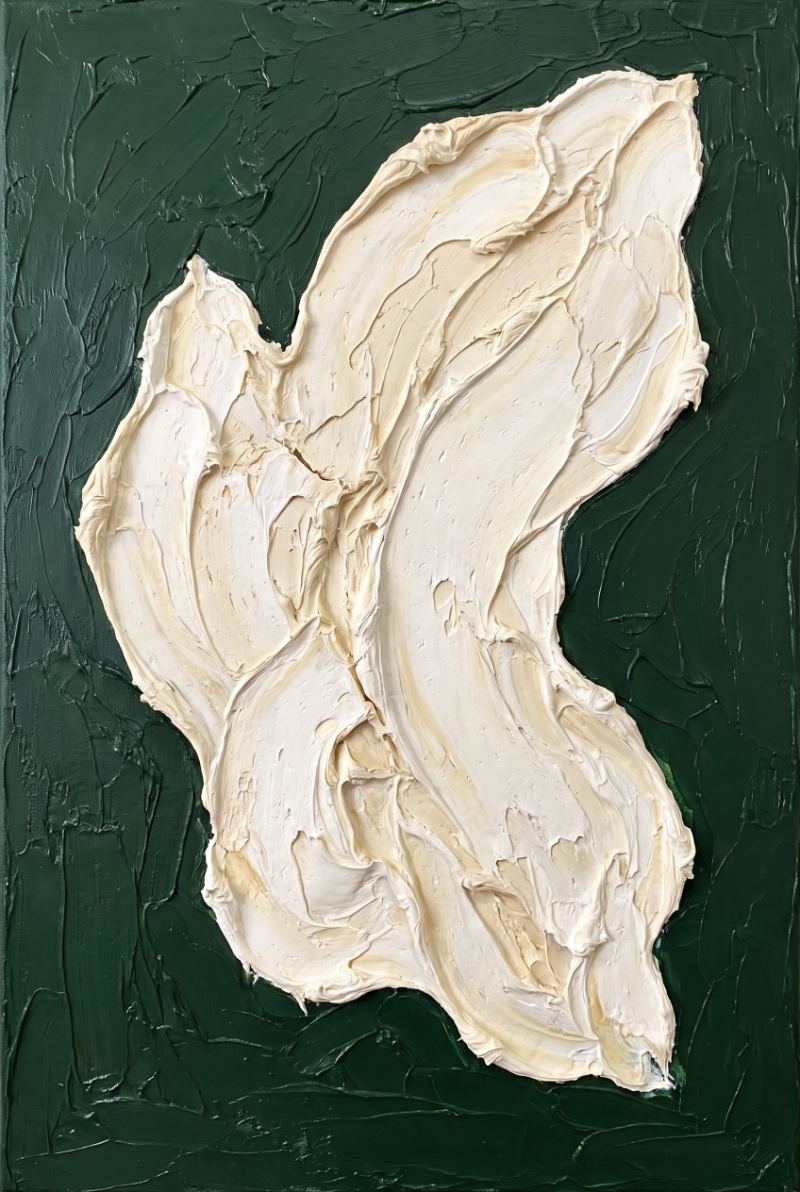 Ivory Form On Green — AI wall art print | Artisto Studios