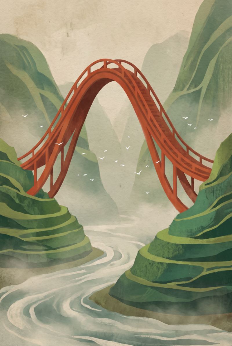 Vermilion Span — AI wall art print | Artisto Studios