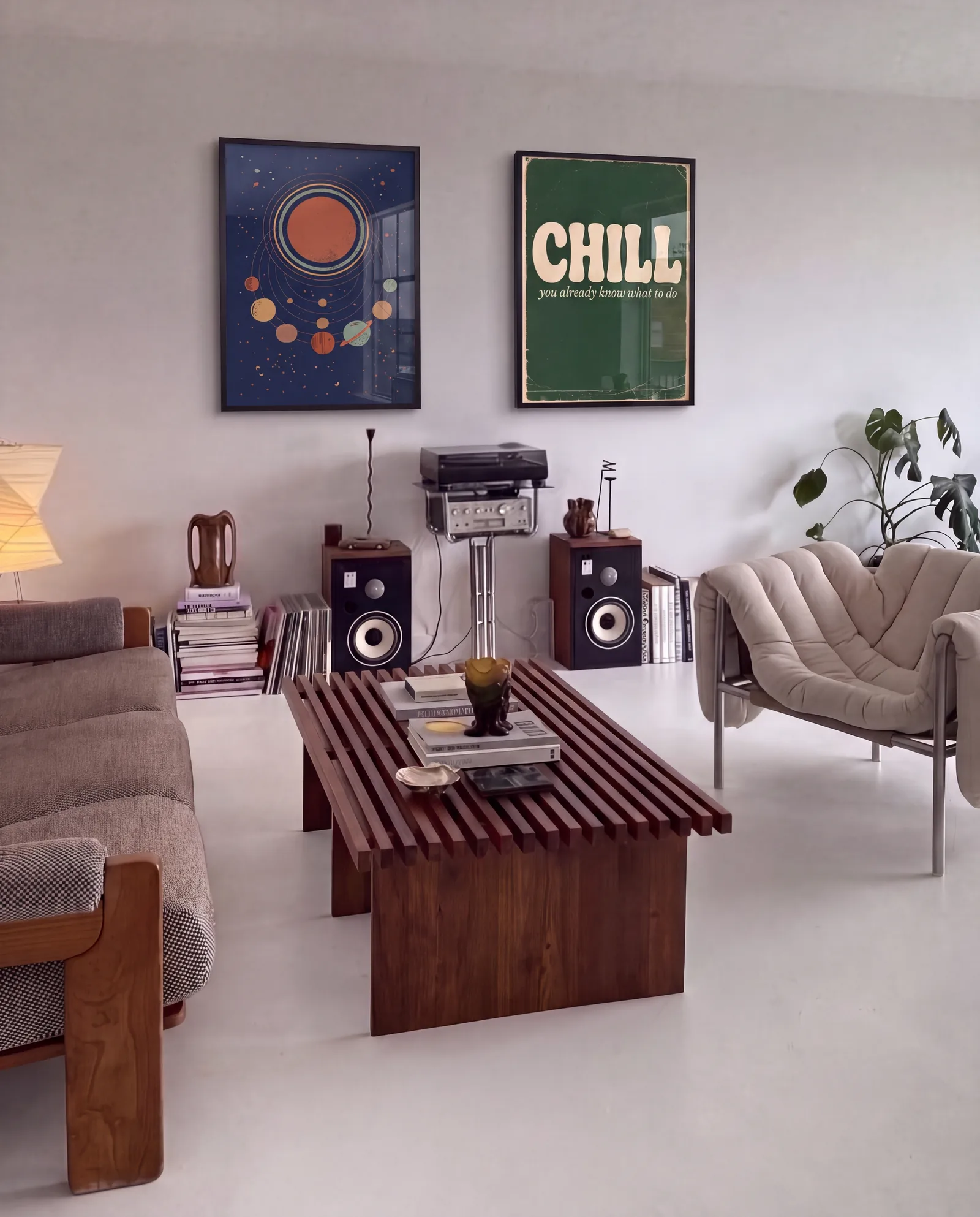 Styled room with Midnight Solar and Hidden Typographic